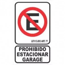 CARTEL PROHIBIDO ESTACIONAR 15X25 CM