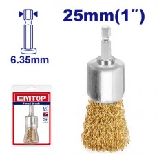 EMTOP CEPILLO DESCARBONIZADOR 25MM CON PERNO 1/4