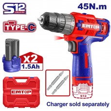 EMTOP TALADRO ATORNILLADOR BL 45NM